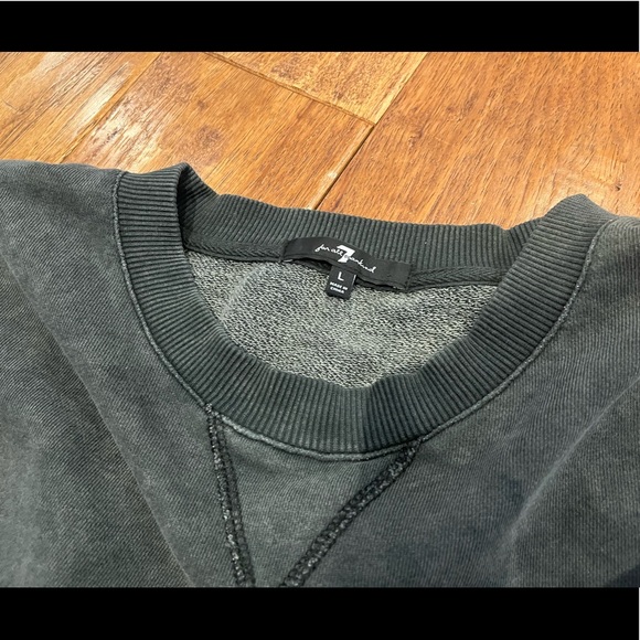 7 For All Mankind Dark Grey Cropped Crewneck with Ruffles, L - Picture 9 of 10